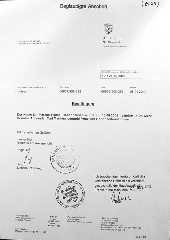 Geburtsurkunde von 1961